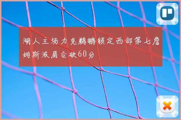 湖人主场力克鹈鹕锁定西部第七詹姆斯浓眉合砍60分